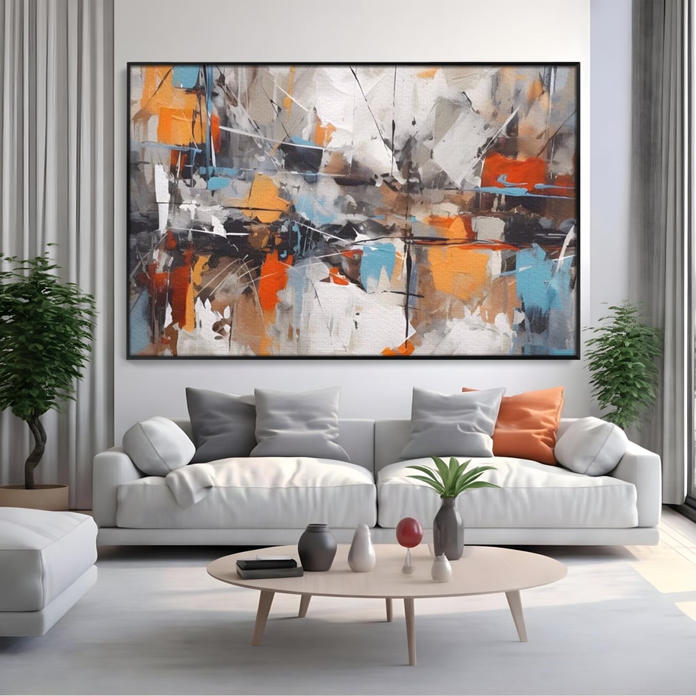 Tablou Canvas Premium LuxCanva® A1615, Un Dans Al Culorilor , Living, Blue, Linii, Pensulat, Decorativ, Dormitor, Culori Vibrante