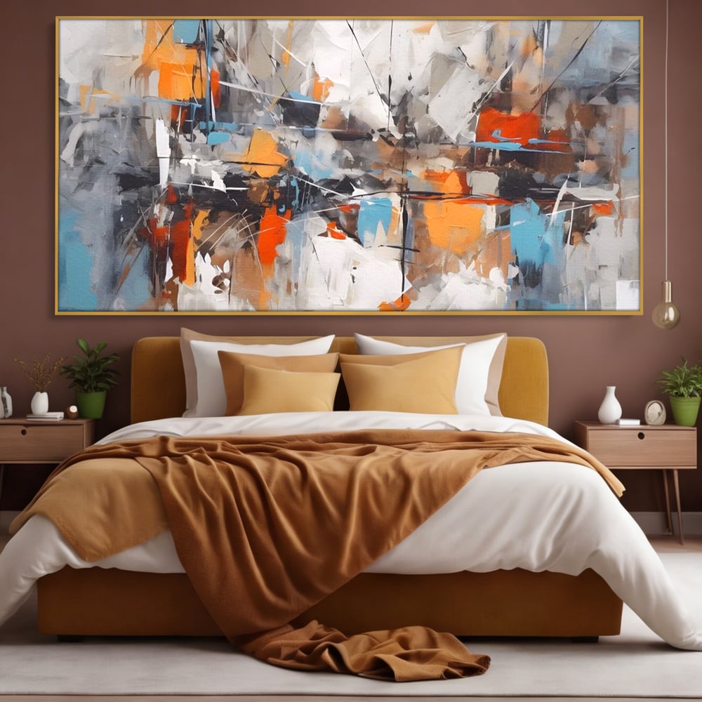 Tablou Canvas Premium LuxCanva® A1615, Un Dans Al Culorilor , Living, Blue, Linii, Pensulat, Decorativ, Dormitor, Culori Vibrante