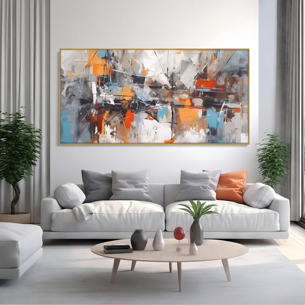 Tablou Canvas Premium LuxCanva® A1615, Un Dans Al Culorilor , Living, Blue, Linii, Pensulat, Decorativ, Dormitor, Culori Vibrante