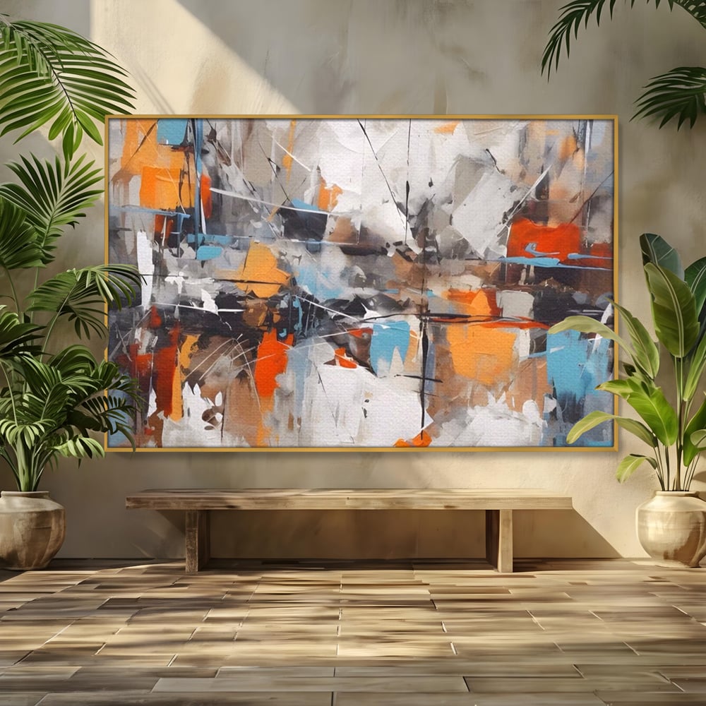 Tablou Canvas Premium LuxCanva® A1615, Un Dans Al Culorilor , Living, Blue, Linii, Pensulat, Decorativ, Dormitor, Culori Vibrante