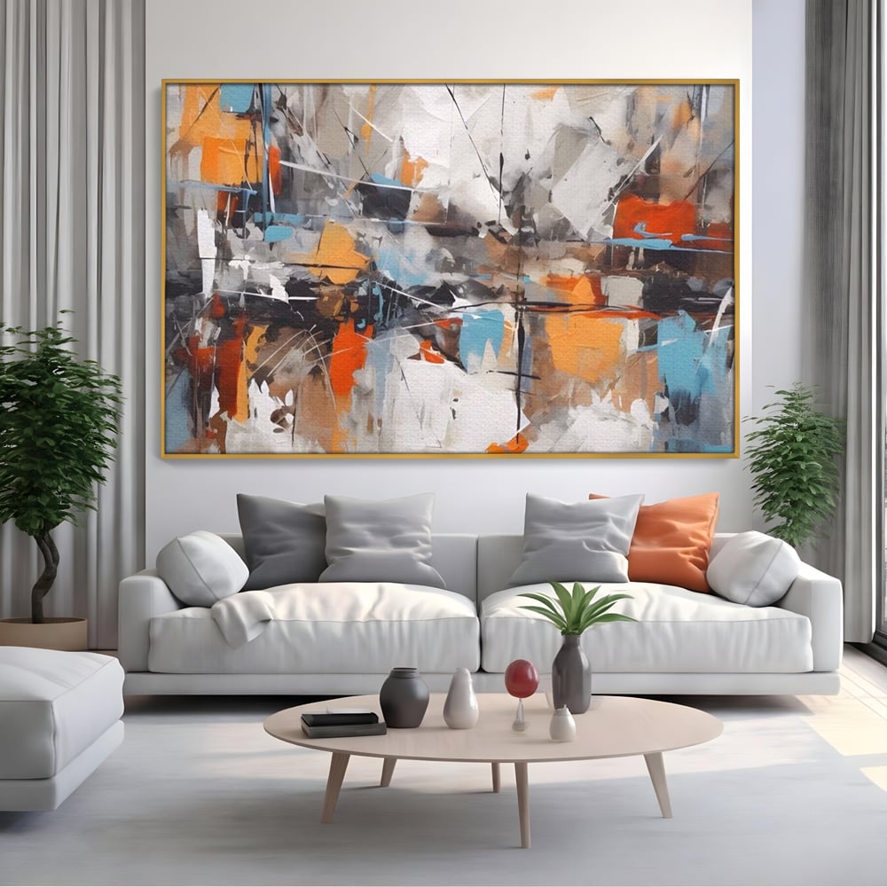 Tablou Canvas Premium LuxCanva® A1615, Un Dans Al Culorilor , Living, Blue, Linii, Pensulat, Decorativ, Dormitor, Culori Vibrante