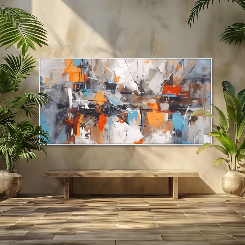 Tablou Canvas Premium LuxCanva® A1615, Un Dans Al Culorilor , Living, Blue, Linii, Pensulat, Decorativ, Dormitor, Culori Vibrante