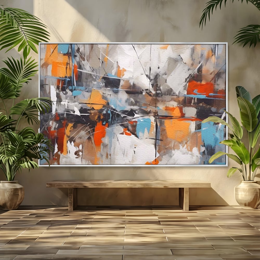 Tablou Canvas Premium LuxCanva® A1615, Un Dans Al Culorilor , Living, Blue, Linii, Pensulat, Decorativ, Dormitor, Culori Vibrante