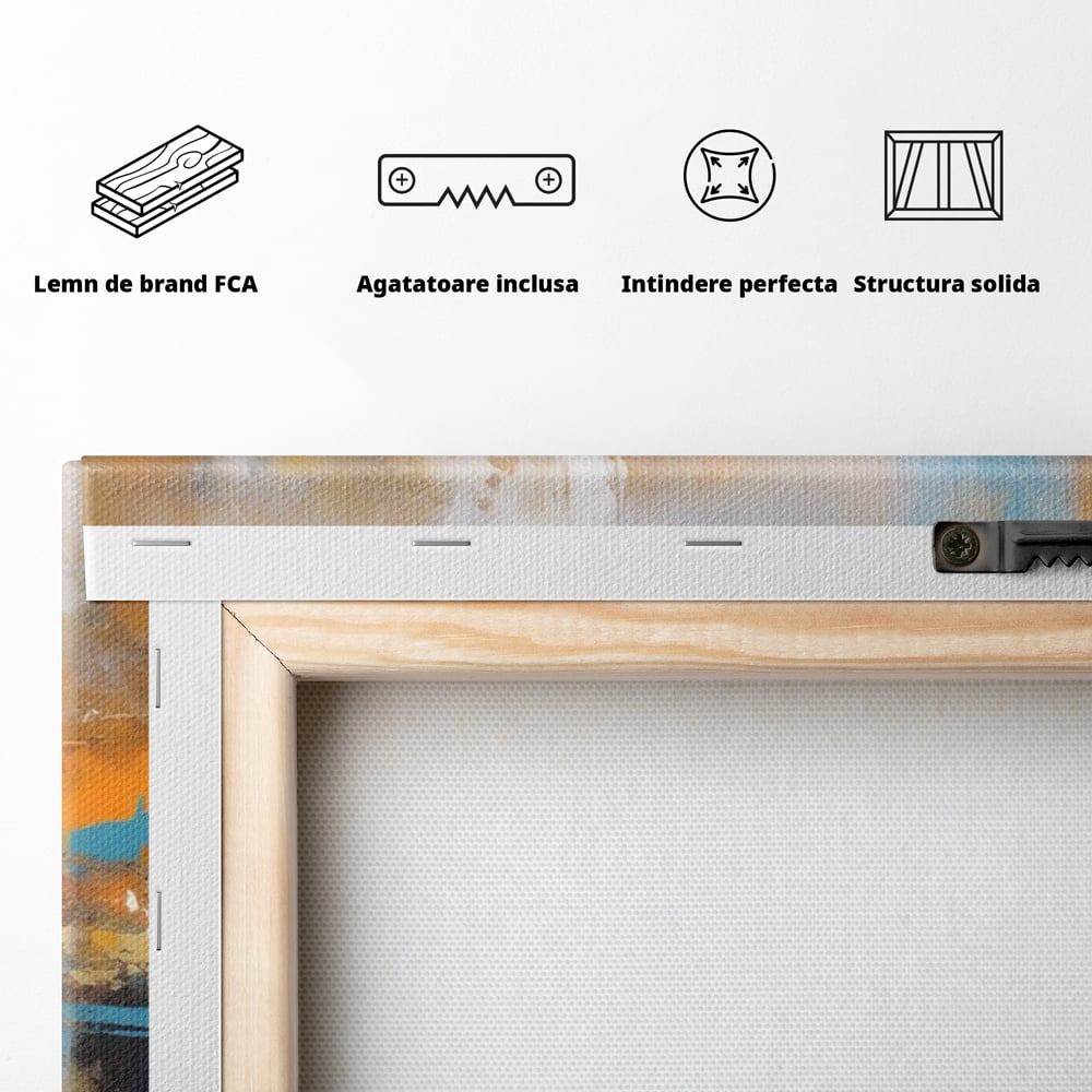 Leinwandbilder LuxCanva Premium Leinwandbilder® A1616, Flüstern der Farben, Cafe, Abstrakt, Orange, Blau, Dekorativ, Schlafzimmer, Lebendige Farben