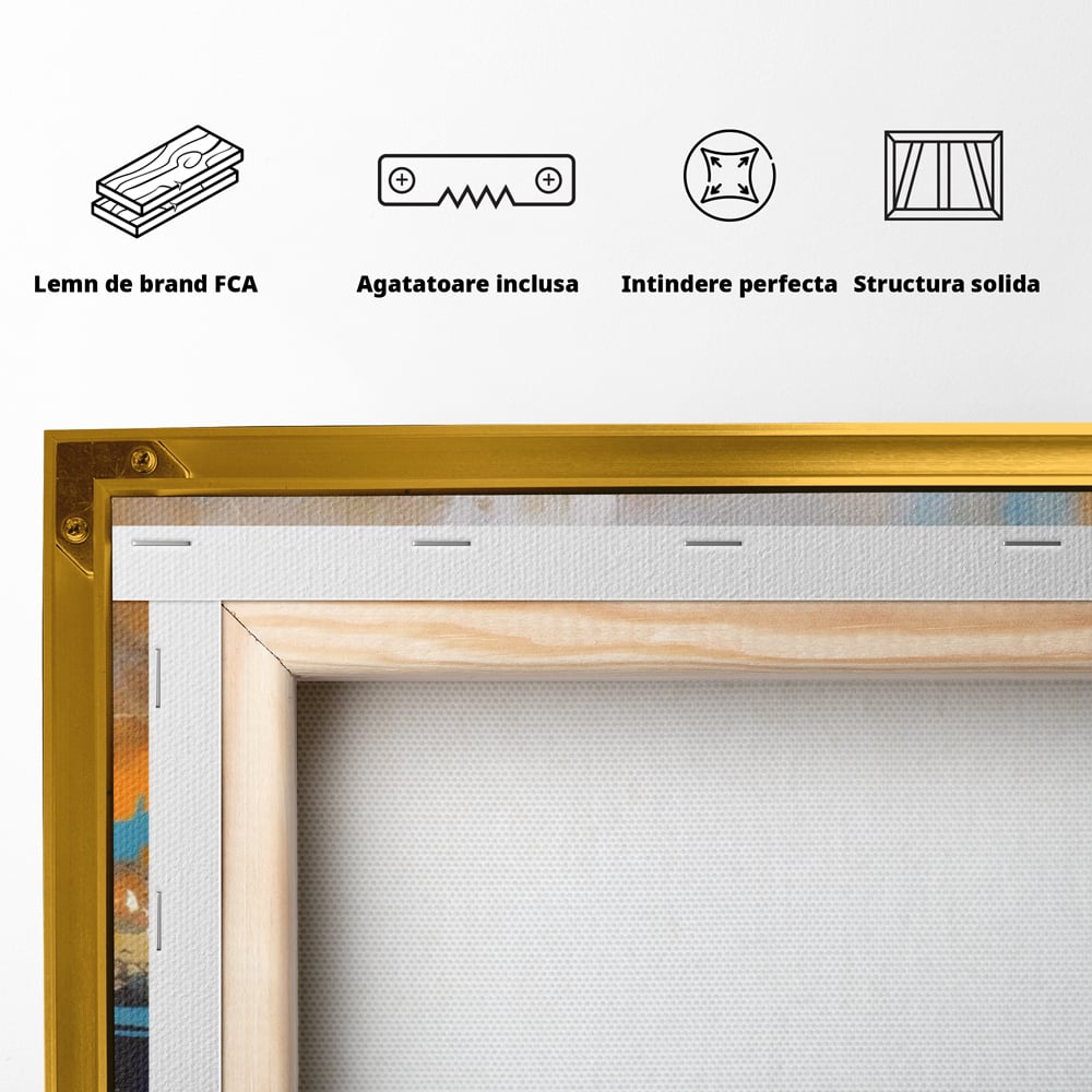 Leinwandbilder LuxCanva Premium Leinwandbilder® A1616, Flüstern der Farben, Cafe, Abstrakt, Orange, Blau, Dekorativ, Schlafzimmer, Lebendige Farben