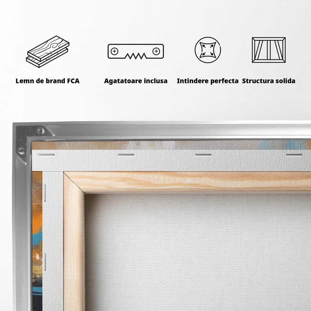 Leinwandbilder LuxCanva Premium Leinwandbilder® A1616, Flüstern der Farben, Cafe, Abstrakt, Orange, Blau, Dekorativ, Schlafzimmer, Lebendige Farben