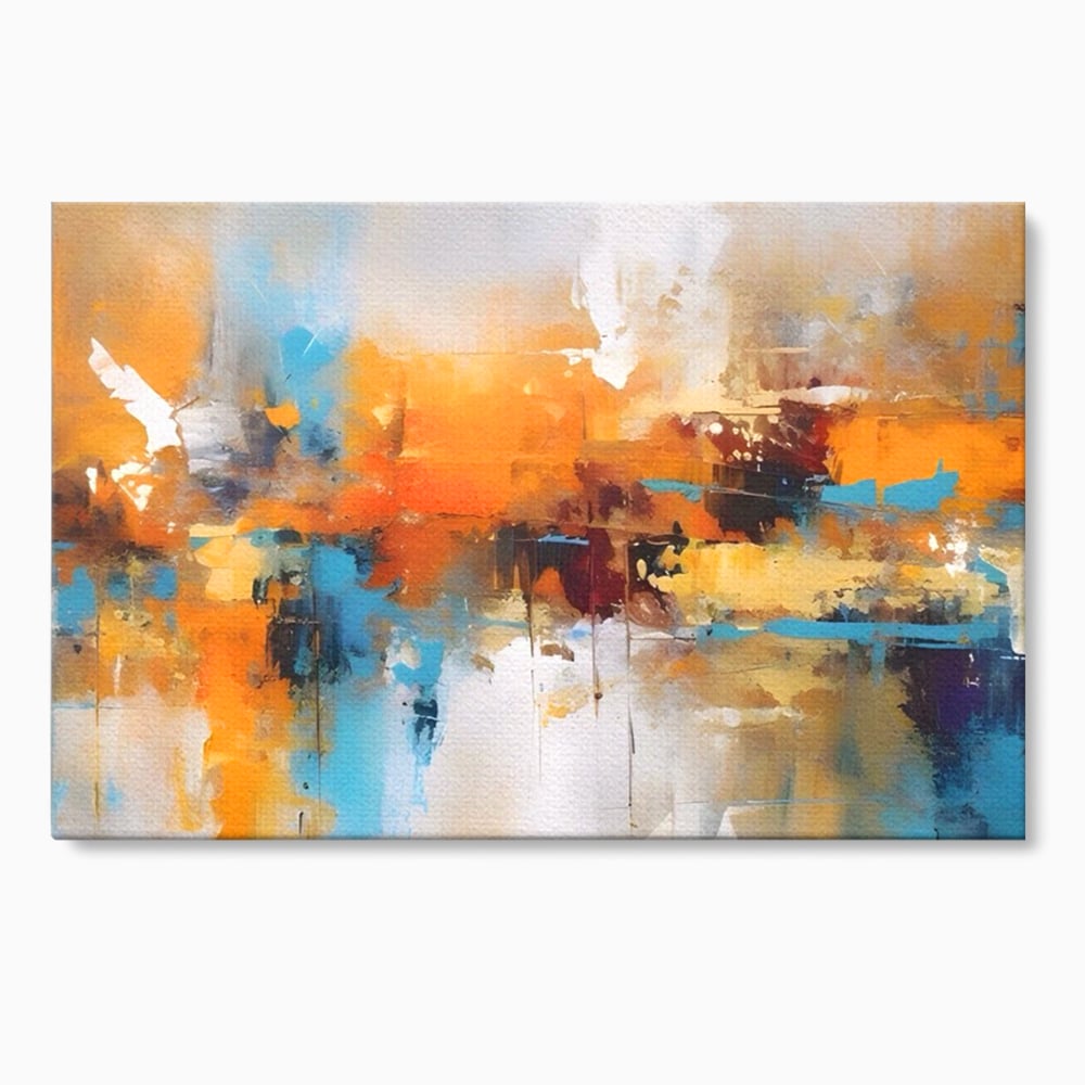 Leinwandbilder LuxCanva Premium Leinwandbilder® A1616, Flüstern der Farben, Cafe, Abstrakt, Orange, Blau, Dekorativ, Schlafzimmer, Lebendige Farben