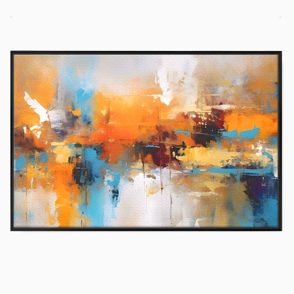 Leinwandbilder LuxCanva Premium Leinwandbilder® A1616, Flüstern der Farben, Cafe, Abstrakt, Orange, Blau, Dekorativ, Schlafzimmer, Lebendige Farben