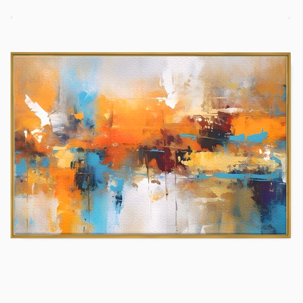 Leinwandbilder LuxCanva Premium Leinwandbilder® A1616, Flüstern der Farben, Cafe, Abstrakt, Orange, Blau, Dekorativ, Schlafzimmer, Lebendige Farben