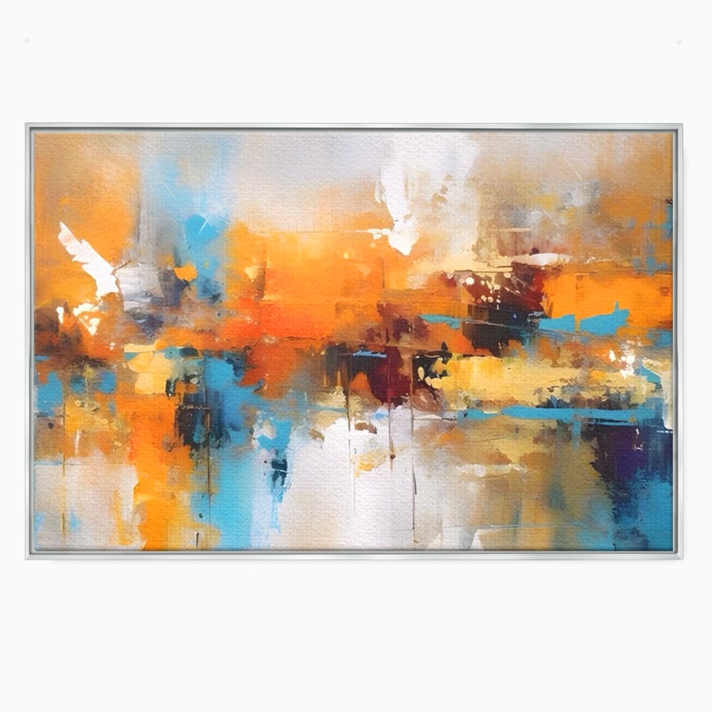 Leinwandbilder LuxCanva Premium Leinwandbilder® A1616, Flüstern der Farben, Cafe, Abstrakt, Orange, Blau, Dekorativ, Schlafzimmer, Lebendige Farben