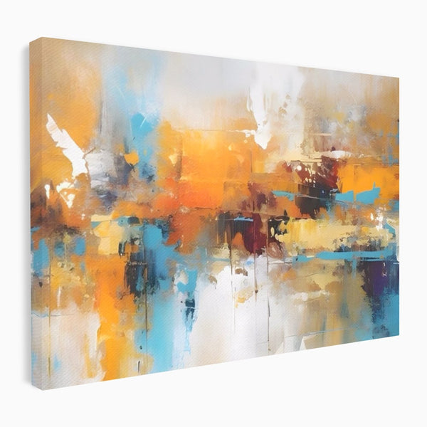 Leinwandbilder LuxCanva Premium Leinwandbilder® A1616, Flüstern der Farben, Cafe, Abstrakt, Orange, Blau, Dekorativ, Schlafzimmer, Lebendige Farben