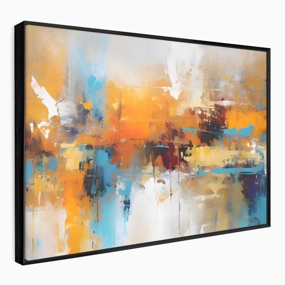Leinwandbilder LuxCanva Premium Leinwandbilder® A1616, Flüstern der Farben, Cafe, Abstrakt, Orange, Blau, Dekorativ, Schlafzimmer, Lebendige Farben