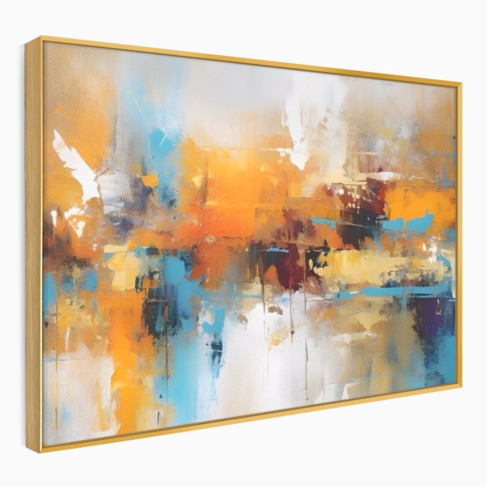 Leinwandbilder LuxCanva Premium Leinwandbilder® A1616, Flüstern der Farben, Cafe, Abstrakt, Orange, Blau, Dekorativ, Schlafzimmer, Lebendige Farben