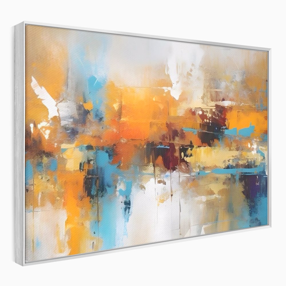 Leinwandbilder LuxCanva Premium Leinwandbilder® A1616, Flüstern der Farben, Cafe, Abstrakt, Orange, Blau, Dekorativ, Schlafzimmer, Lebendige Farben