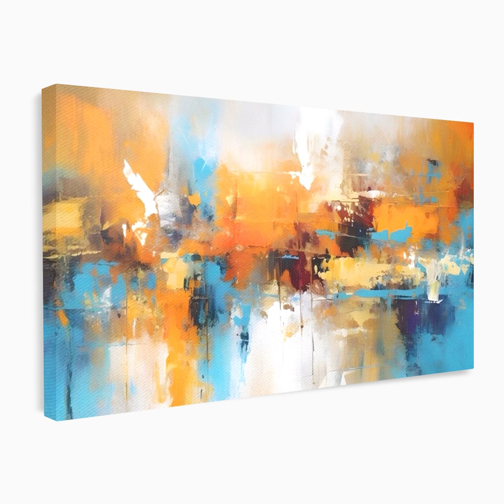Leinwandbilder LuxCanva Premium Leinwandbilder® A1616, Flüstern der Farben, Cafe, Abstrakt, Orange, Blau, Dekorativ, Schlafzimmer, Lebendige Farben