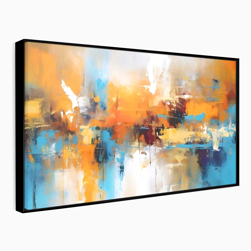 Leinwandbilder LuxCanva Premium Leinwandbilder® A1616, Flüstern der Farben, Cafe, Abstrakt, Orange, Blau, Dekorativ, Schlafzimmer, Lebendige Farben
