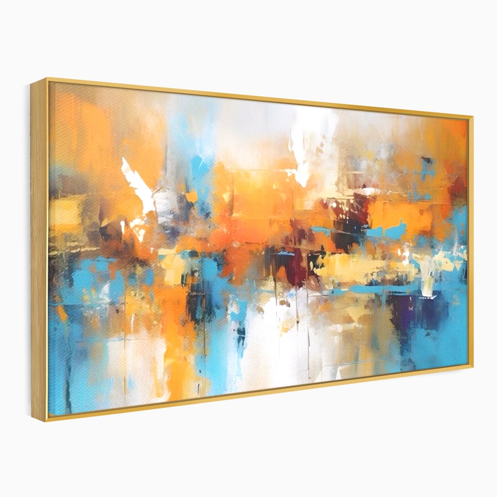 Leinwandbilder LuxCanva Premium Leinwandbilder® A1616, Flüstern der Farben, Cafe, Abstrakt, Orange, Blau, Dekorativ, Schlafzimmer, Lebendige Farben