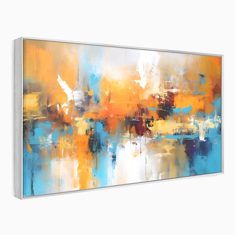Leinwandbilder LuxCanva Premium Leinwandbilder® A1616, Flüstern der Farben, Cafe, Abstrakt, Orange, Blau, Dekorativ, Schlafzimmer, Lebendige Farben