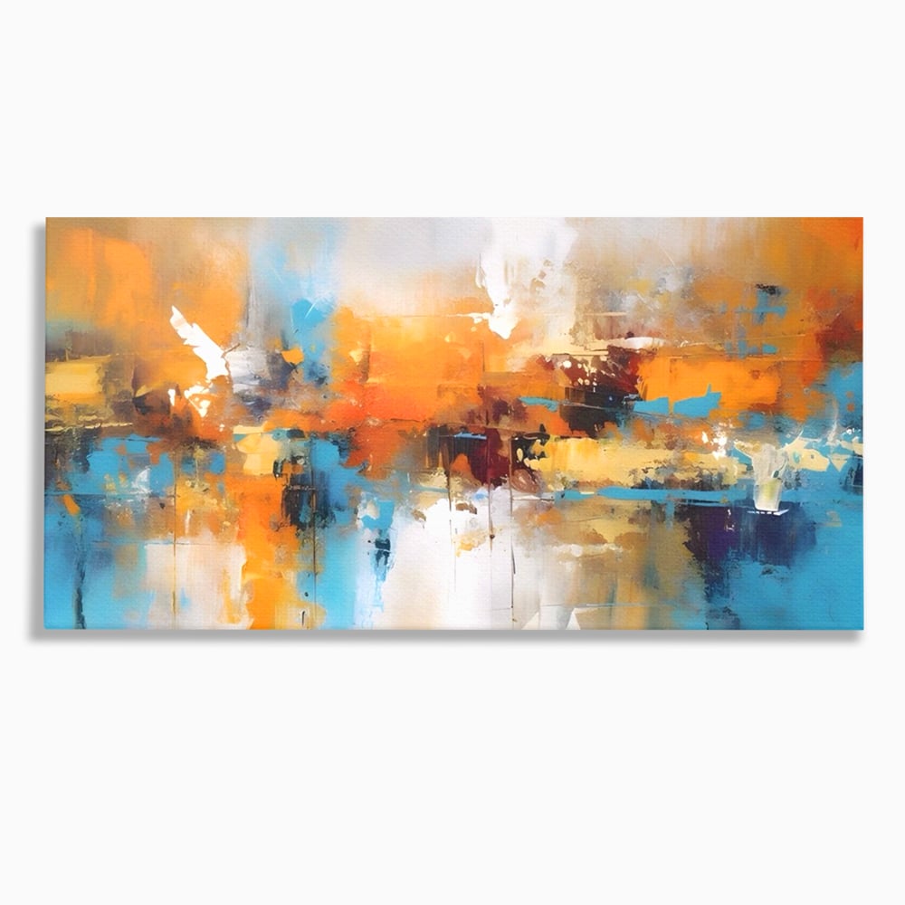Leinwandbilder LuxCanva Premium Leinwandbilder® A1616, Flüstern der Farben, Cafe, Abstrakt, Orange, Blau, Dekorativ, Schlafzimmer, Lebendige Farben