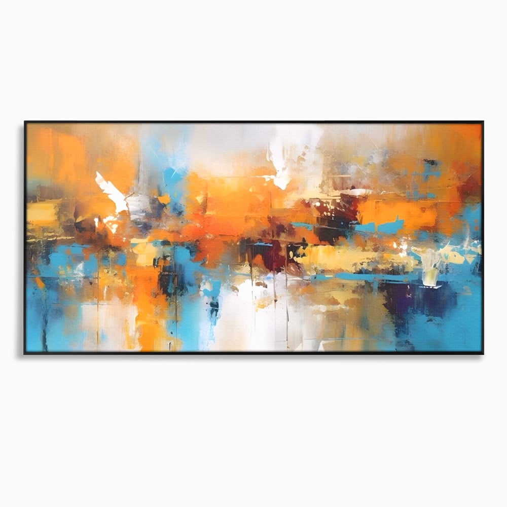 Leinwandbilder LuxCanva Premium Leinwandbilder® A1616, Flüstern der Farben, Cafe, Abstrakt, Orange, Blau, Dekorativ, Schlafzimmer, Lebendige Farben