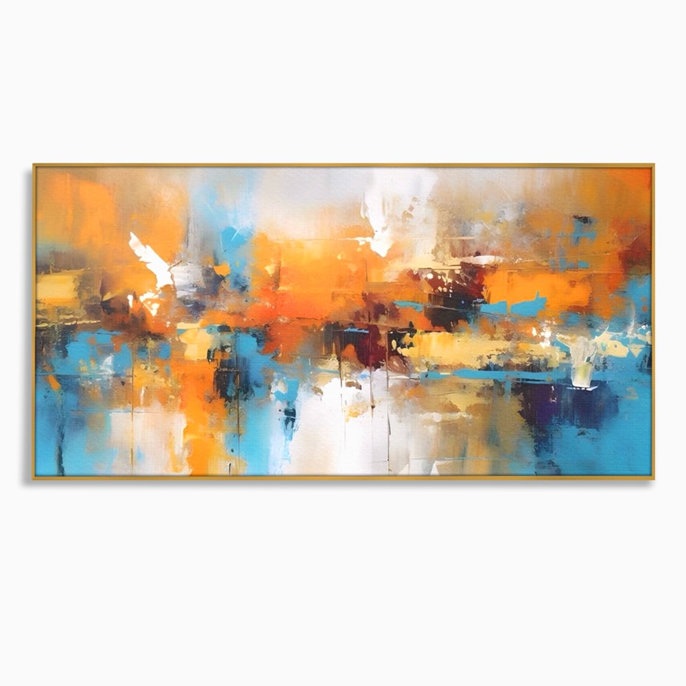Leinwandbilder LuxCanva Premium Leinwandbilder® A1616, Flüstern der Farben, Cafe, Abstrakt, Orange, Blau, Dekorativ, Schlafzimmer, Lebendige Farben