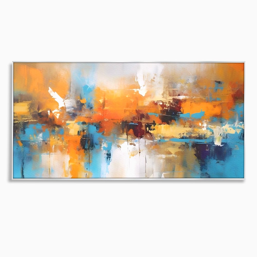 Leinwandbilder LuxCanva Premium Leinwandbilder® A1616, Flüstern der Farben, Cafe, Abstrakt, Orange, Blau, Dekorativ, Schlafzimmer, Lebendige Farben