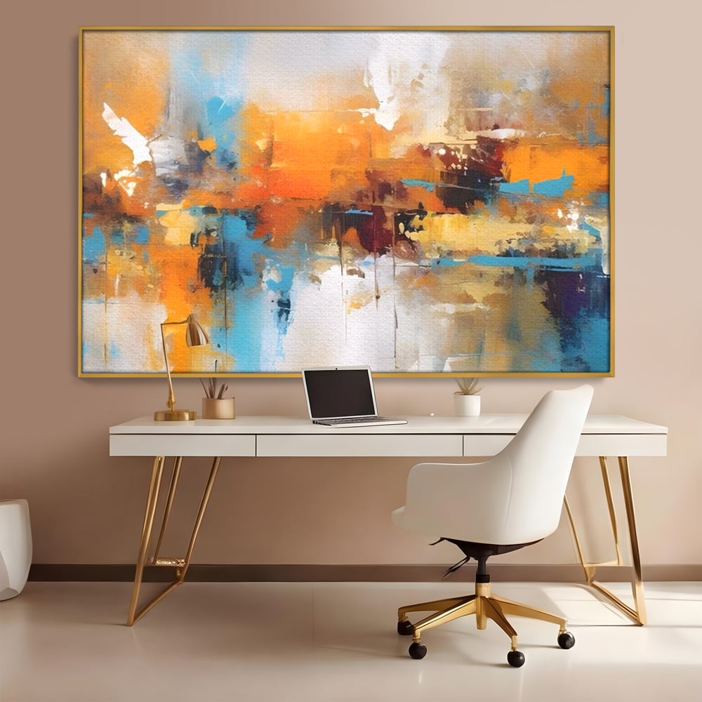 Leinwandbilder LuxCanva Premium Leinwandbilder® A1616, Flüstern der Farben, Cafe, Abstrakt, Orange, Blau, Dekorativ, Schlafzimmer, Lebendige Farben