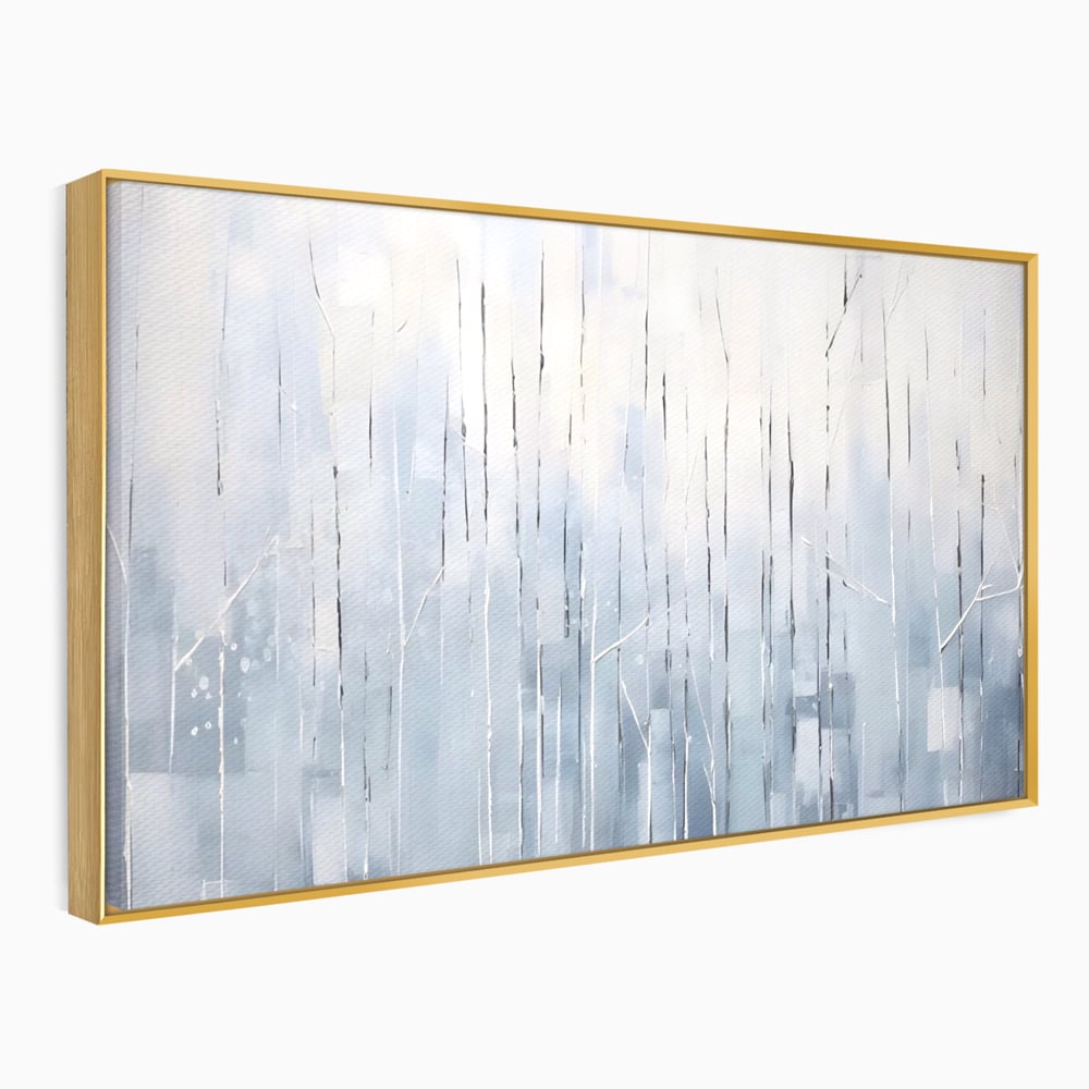 Tablou Canvas Premium LuxCanva® A1617, Vis De Iarna , Room, Copaci, Fulgi De Zapada, Abstract, Decorativ, Dormitor, Culori Vibrante