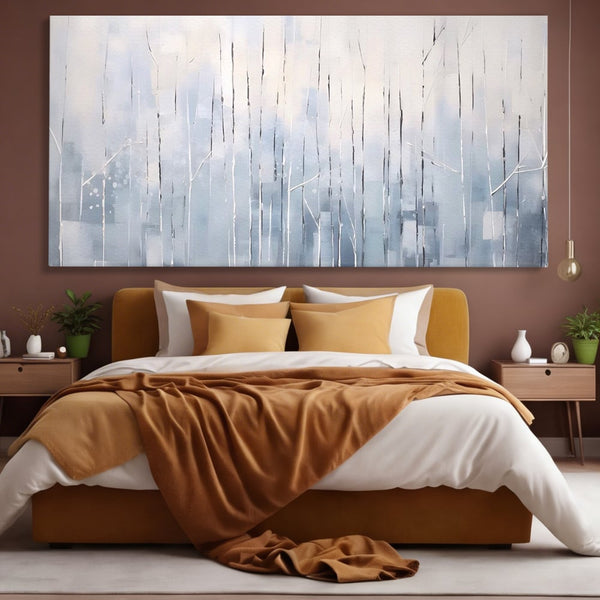 Tablou Canvas Premium LuxCanva® A1617, Vis De Iarna , Room, Copaci, Fulgi De Zapada, Abstract, Decorativ, Dormitor, Culori Vibrante