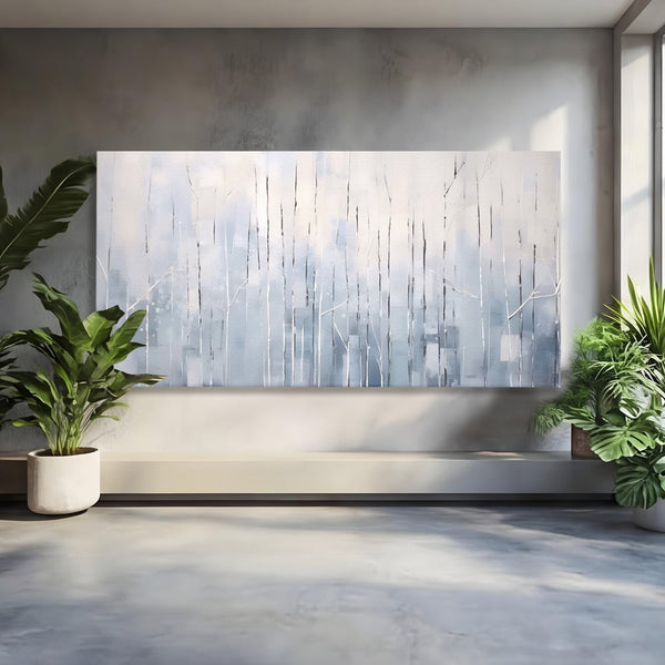 Tablou Canvas Premium LuxCanva® A1617, Vis De Iarna , Room, Copaci, Fulgi De Zapada, Abstract, Decorativ, Dormitor, Culori Vibrante