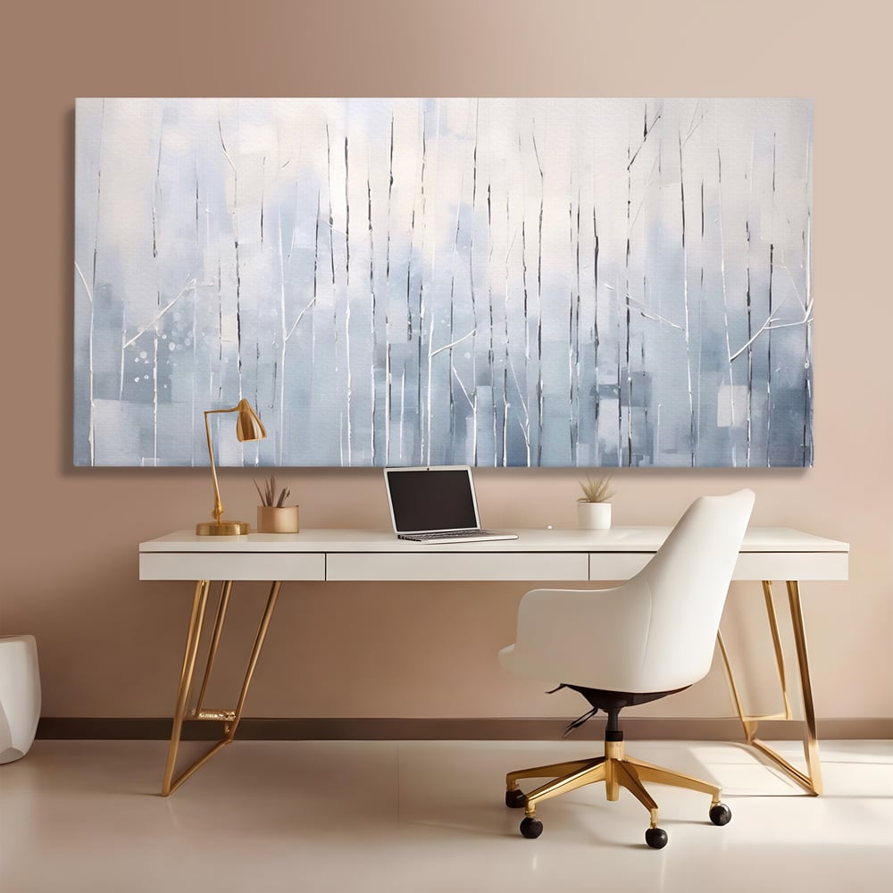Tablou Canvas Premium LuxCanva® A1617, Vis De Iarna , Room, Copaci, Fulgi De Zapada, Abstract, Decorativ, Dormitor, Culori Vibrante
