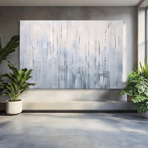 Tablou Canvas Premium LuxCanva® A1617, Vis De Iarna , Room, Copaci, Fulgi De Zapada, Abstract, Decorativ, Dormitor, Culori Vibrante