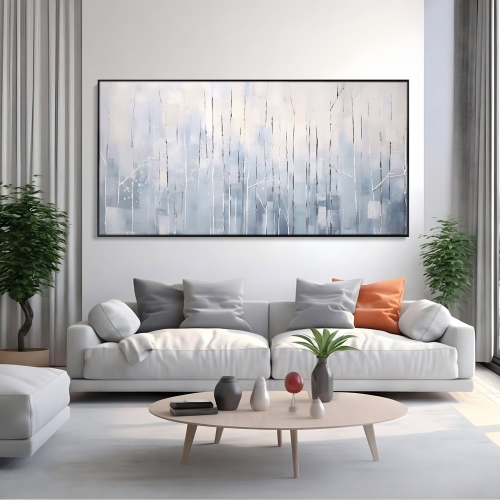 Tablou Canvas Premium LuxCanva® A1617, Vis De Iarna , Room, Copaci, Fulgi De Zapada, Abstract, Decorativ, Dormitor, Culori Vibrante