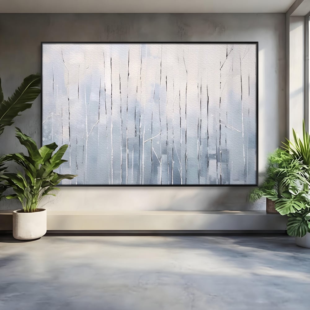 Tablou Canvas Premium LuxCanva® A1617, Vis De Iarna , Room, Copaci, Fulgi De Zapada, Abstract, Decorativ, Dormitor, Culori Vibrante