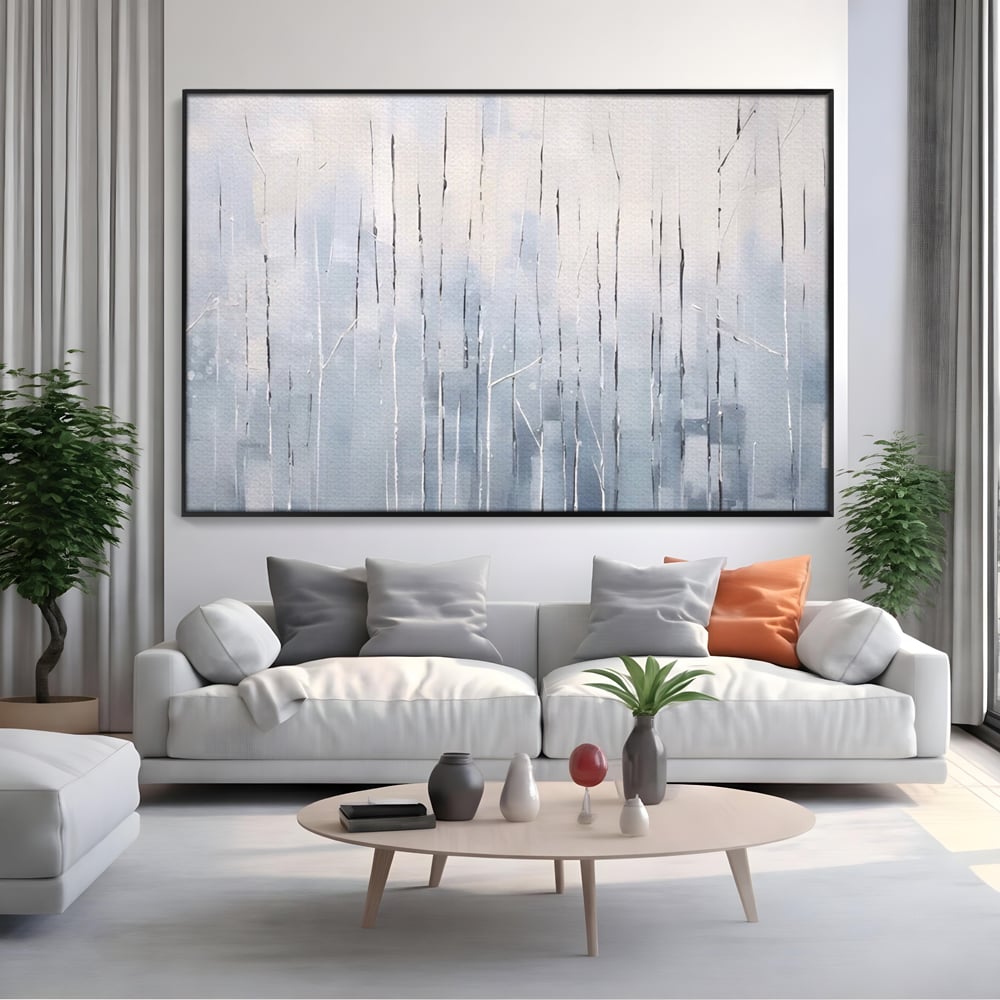 Tablou Canvas Premium LuxCanva® A1617, Vis De Iarna , Room, Copaci, Fulgi De Zapada, Abstract, Decorativ, Dormitor, Culori Vibrante