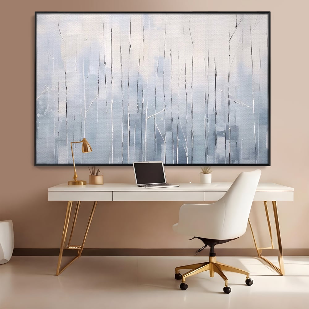Tablou Canvas Premium LuxCanva® A1617, Vis De Iarna , Room, Copaci, Fulgi De Zapada, Abstract, Decorativ, Dormitor, Culori Vibrante