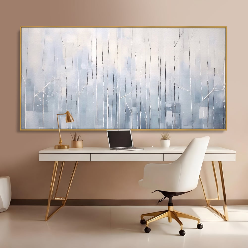 Tablou Canvas Premium LuxCanva® A1617, Vis De Iarna , Room, Copaci, Fulgi De Zapada, Abstract, Decorativ, Dormitor, Culori Vibrante