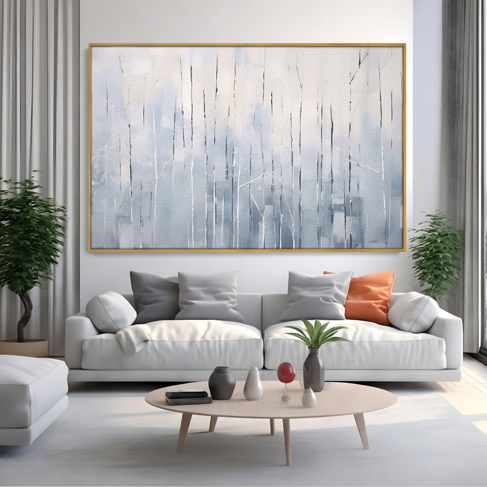 Tablou Canvas Premium LuxCanva® A1617, Vis De Iarna , Room, Copaci, Fulgi De Zapada, Abstract, Decorativ, Dormitor, Culori Vibrante