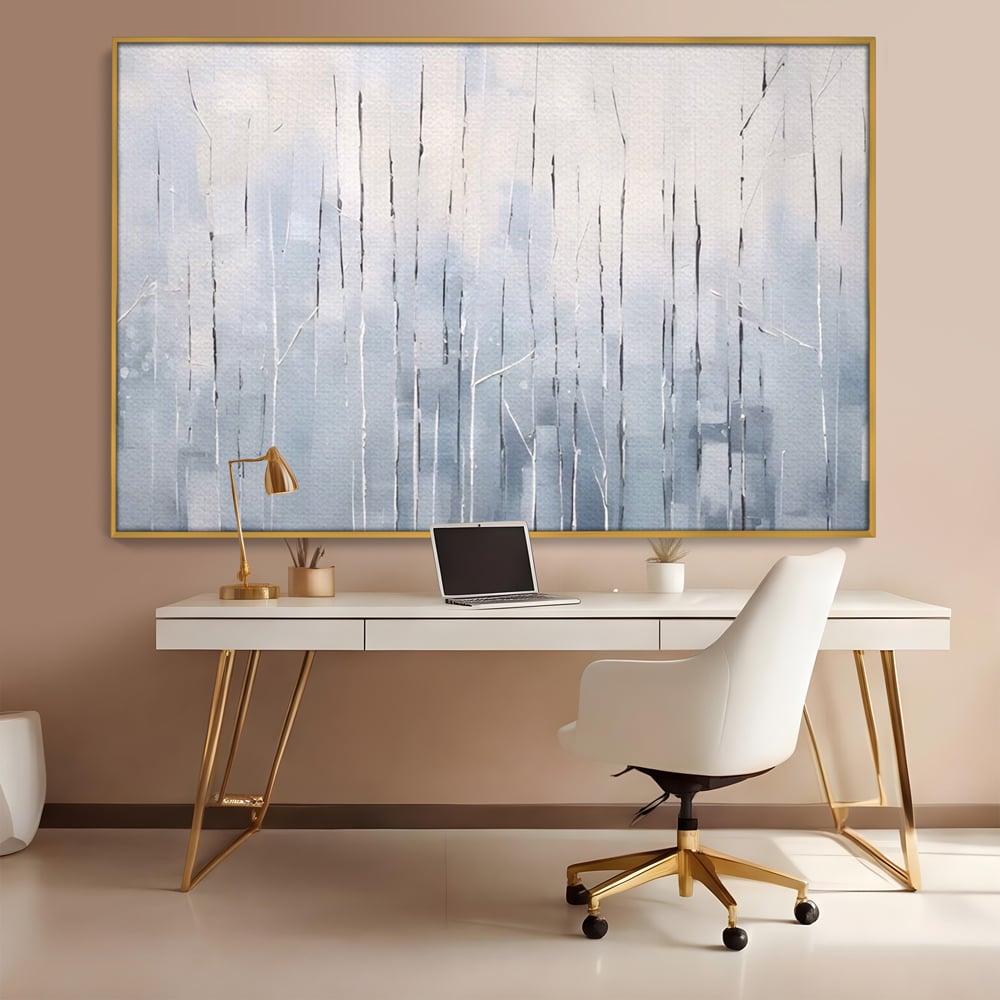 Tablou Canvas Premium LuxCanva® A1617, Vis De Iarna , Room, Copaci, Fulgi De Zapada, Abstract, Decorativ, Dormitor, Culori Vibrante