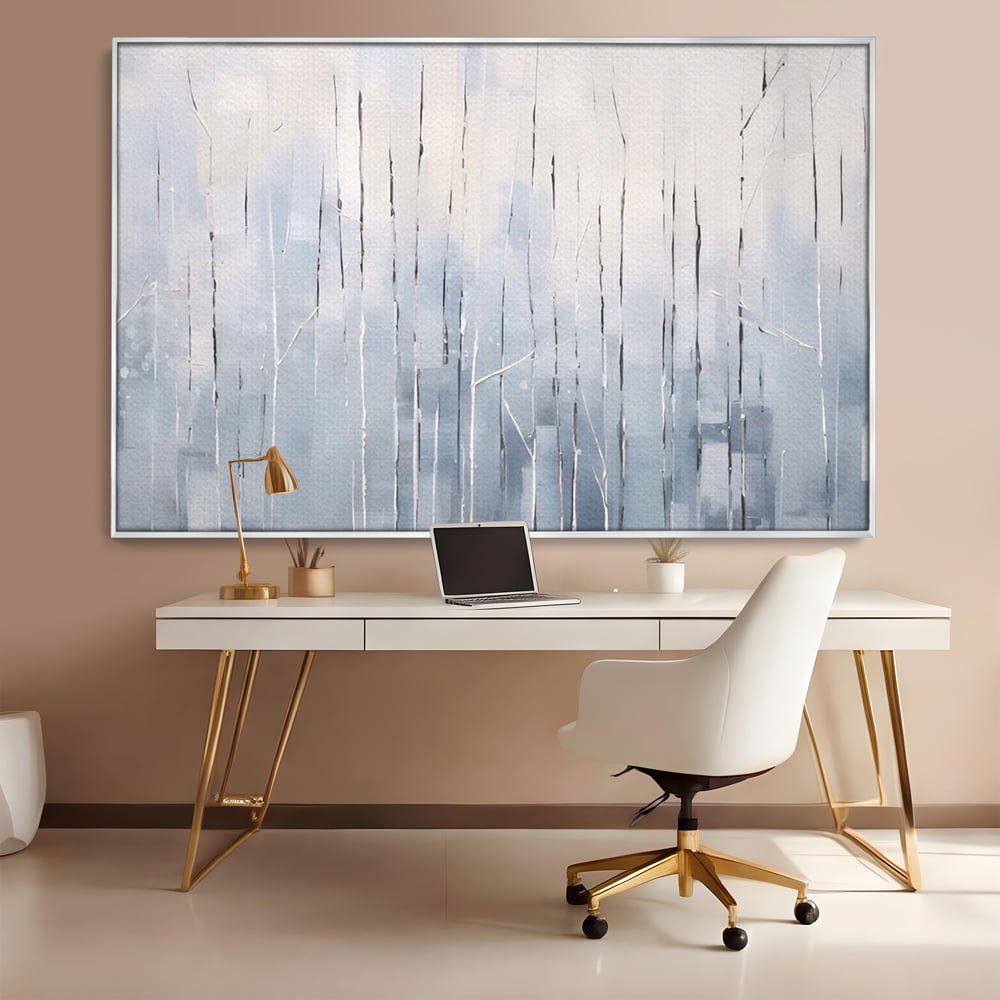 Tablou Canvas Premium LuxCanva® A1617, Vis De Iarna , Room, Copaci, Fulgi De Zapada, Abstract, Decorativ, Dormitor, Culori Vibrante