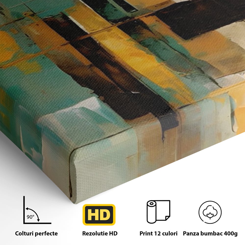 Tablou Canvas Premium LuxCanva® A1618, Ilustrare Abstracta , Room, Portocaliu, Linii, Pensulat, Decorativ, Dormitor, Culori Vibrante