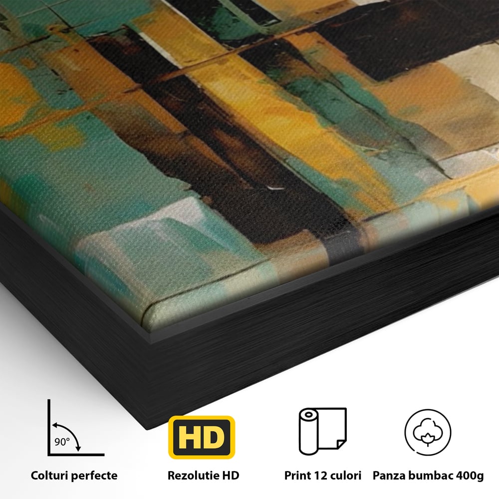 Tablou Canvas Premium LuxCanva® A1618, Ilustrare Abstracta , Room, Portocaliu, Linii, Pensulat, Decorativ, Dormitor, Culori Vibrante