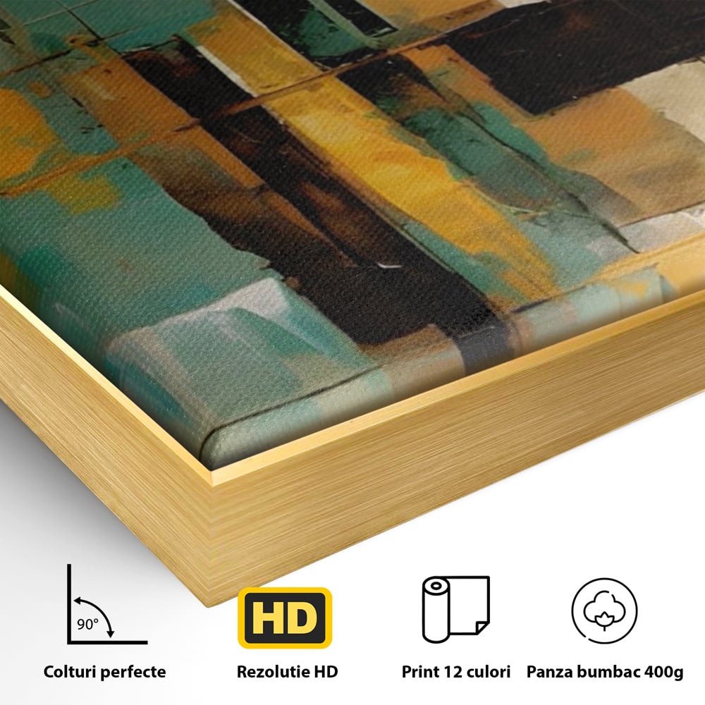 Tablou Canvas Premium LuxCanva® A1618, Ilustrare Abstracta , Room, Portocaliu, Linii, Pensulat, Decorativ, Dormitor, Culori Vibrante