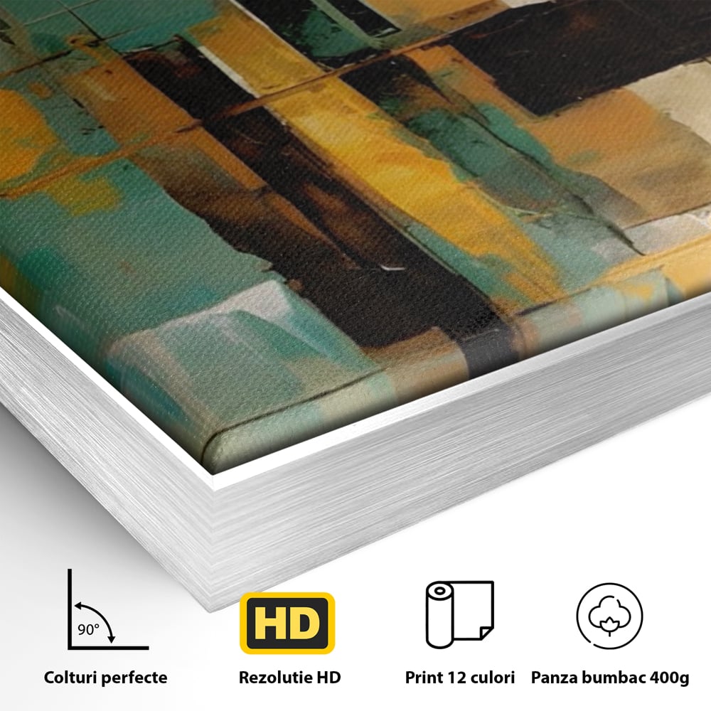 Tablou Canvas Premium LuxCanva® A1618, Ilustrare Abstracta , Room, Portocaliu, Linii, Pensulat, Decorativ, Dormitor, Culori Vibrante