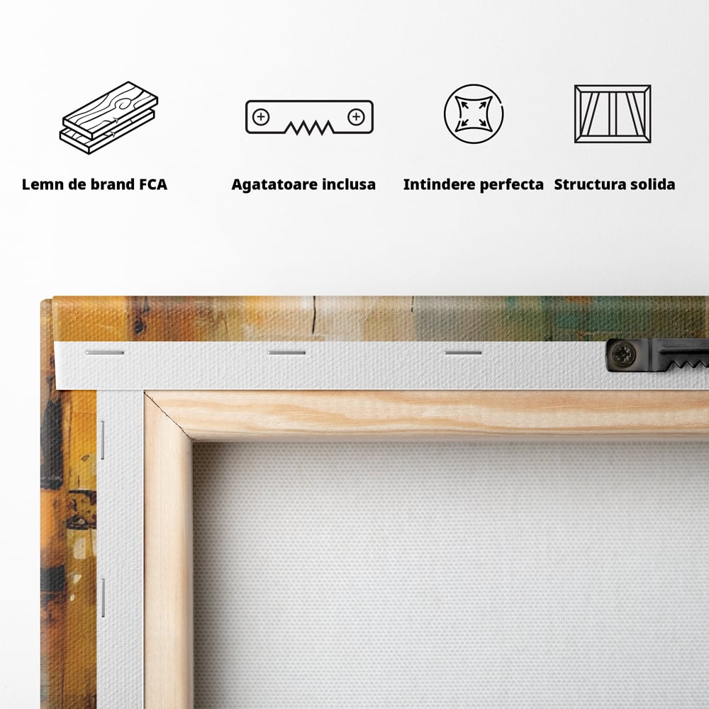 Tablou Canvas Premium LuxCanva® A1618, Ilustrare Abstracta , Room, Portocaliu, Linii, Pensulat, Decorativ, Dormitor, Culori Vibrante