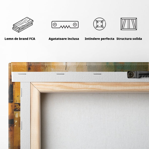 Tablou Canvas Premium LuxCanva® A1618, Ilustrare Abstracta , Room, Portocaliu, Linii, Pensulat, Decorativ, Dormitor, Culori Vibrante
