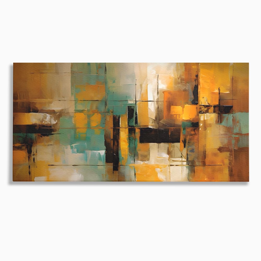 Tablou Canvas Premium LuxCanva® A1618, Ilustrare Abstracta , Room, Portocaliu, Linii, Pensulat, Decorativ, Dormitor, Culori Vibrante