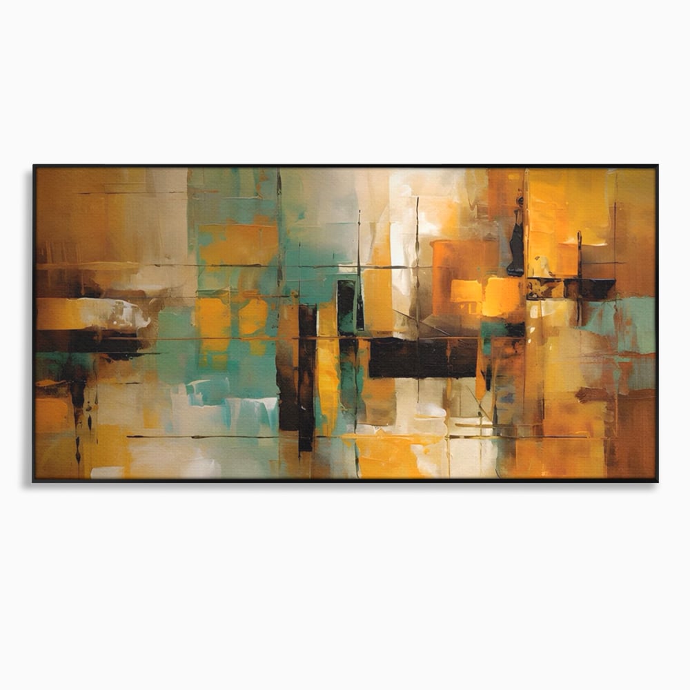 Tablou Canvas Premium LuxCanva® A1618, Ilustrare Abstracta , Room, Portocaliu, Linii, Pensulat, Decorativ, Dormitor, Culori Vibrante