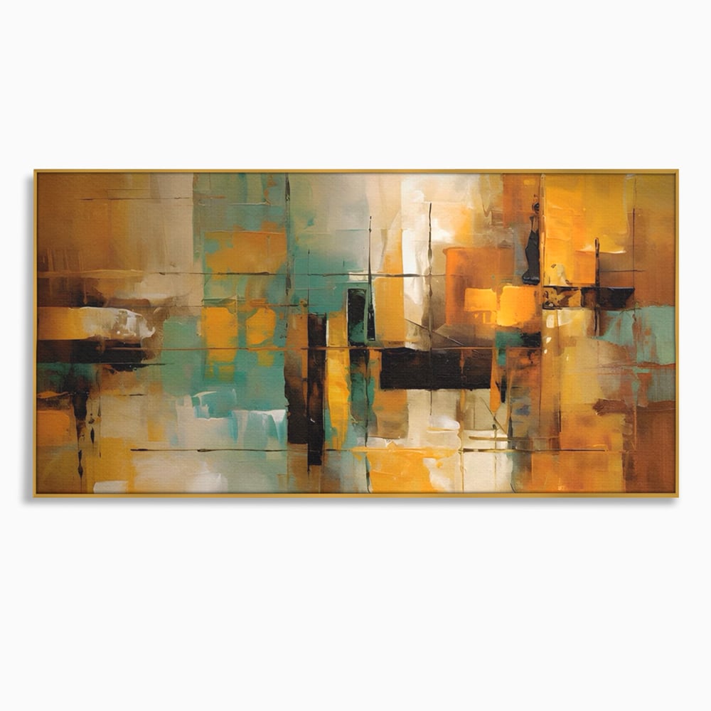 Tablou Canvas Premium LuxCanva® A1618, Ilustrare Abstracta , Room, Portocaliu, Linii, Pensulat, Decorativ, Dormitor, Culori Vibrante