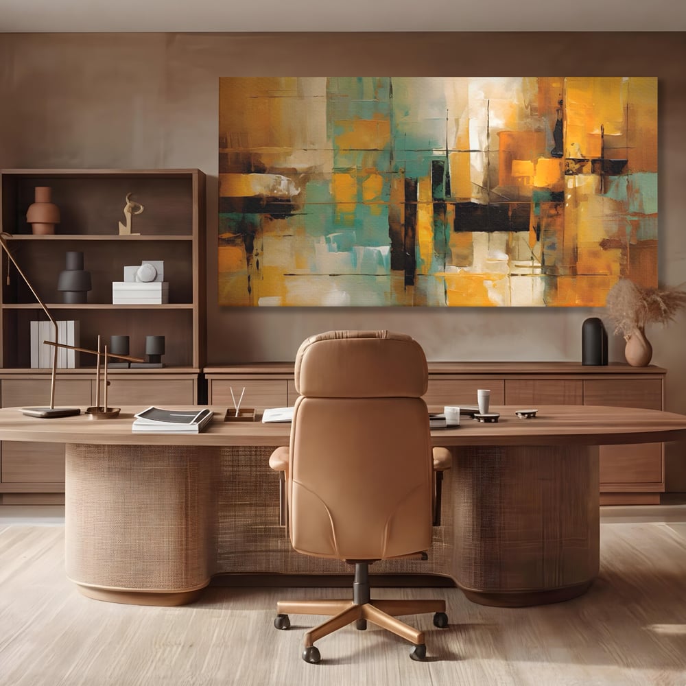 Tablou Canvas Premium LuxCanva® A1618, Ilustrare Abstracta , Room, Portocaliu, Linii, Pensulat, Decorativ, Dormitor, Culori Vibrante